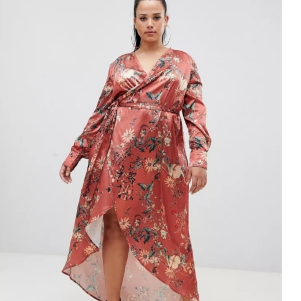 Club L long sleeve wrap maxi dress